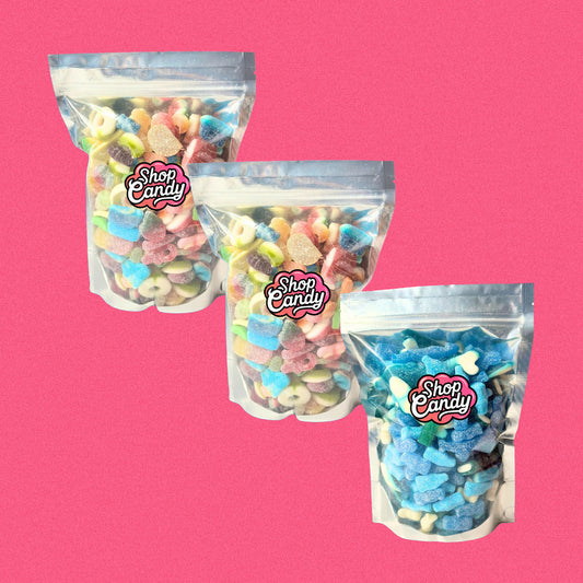 3kg: 1kg Fizzy + 1kg Fizzy + 1kg Blue